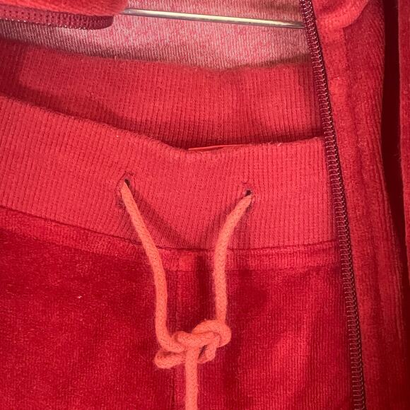 Espirit Y2K Retro Velour Tracksuit - No Size Tag - Red - Picture 6 of 10